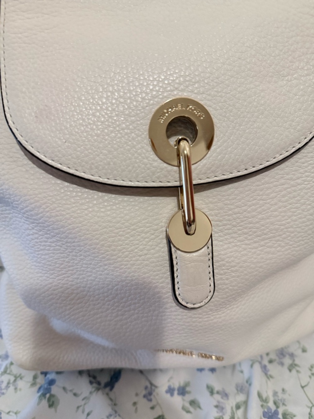 Michael Kors Ivory Pebbled Leather Backpack with Gold Hardware - Picture 5 of 9